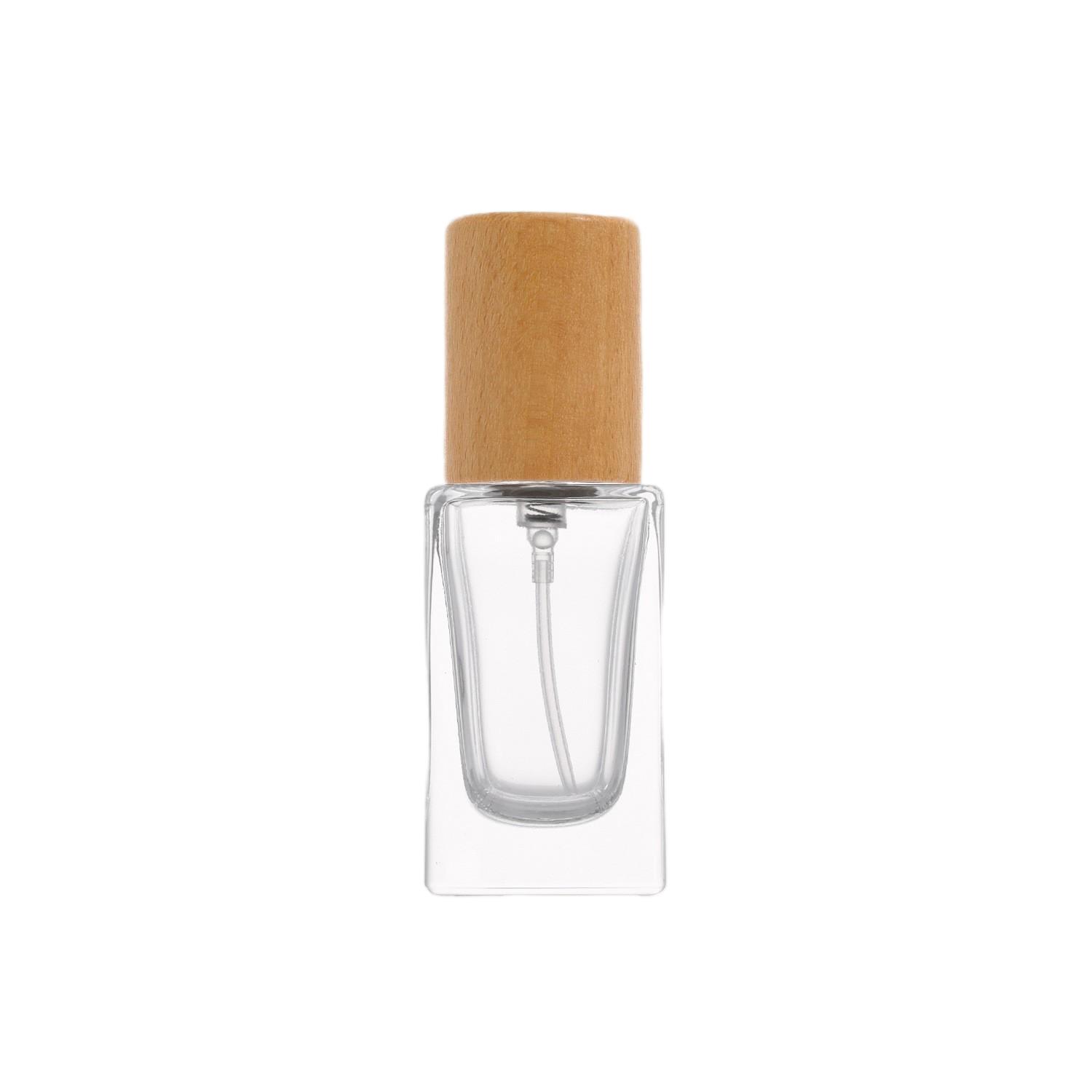 Compact Glass Perfume Bottle with Wood Cap PB-GL-030