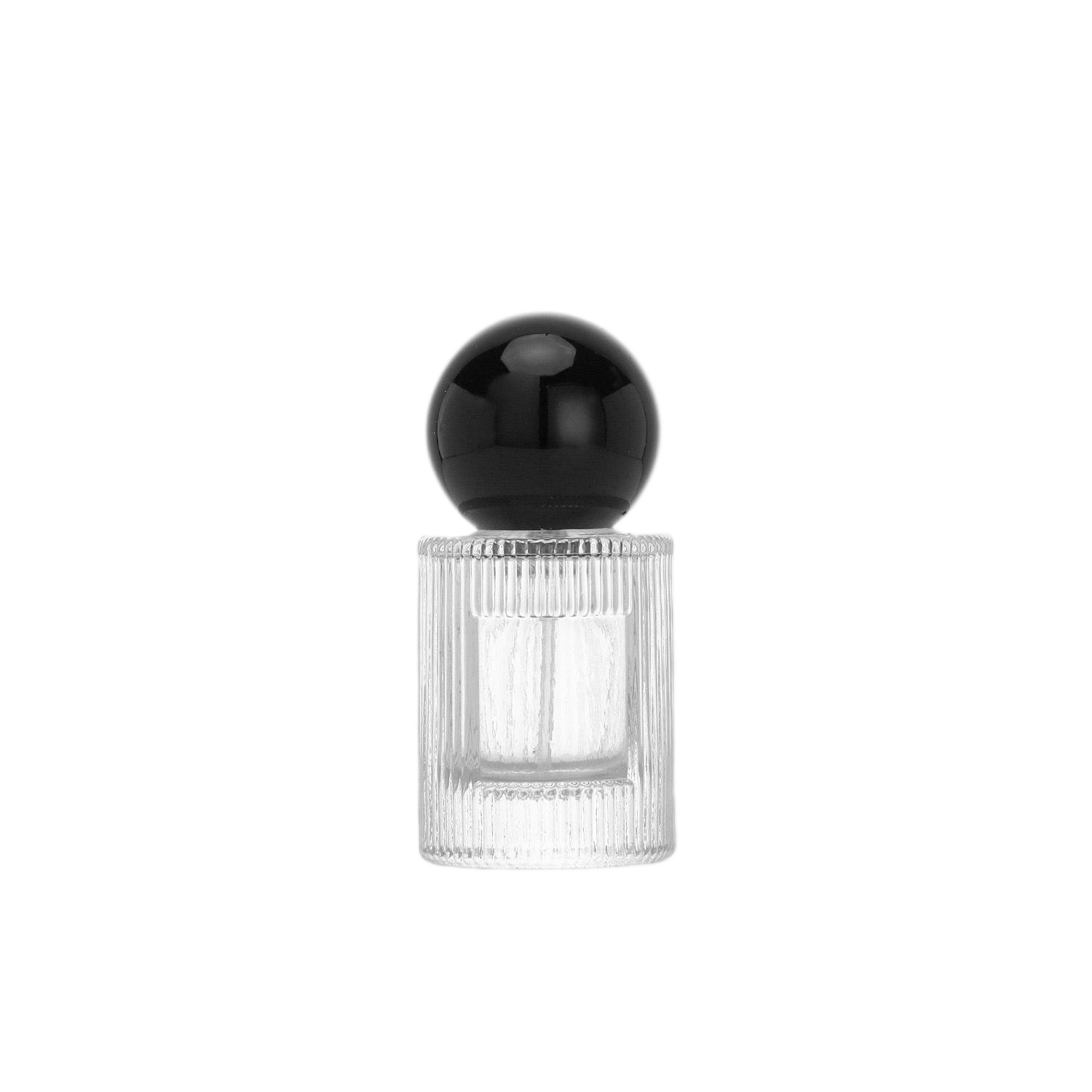 Ribbed Glass Perfume Bottle with Black Ball Cap PB-GL-031