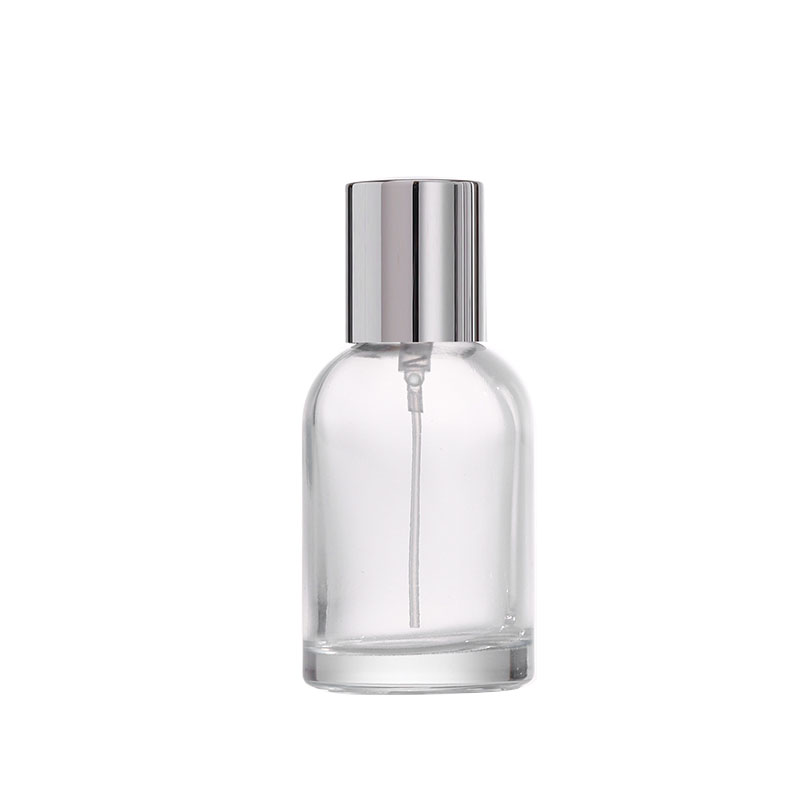 Round Shoulder Glass Perfume Bottle with Silver Cap PB-GL-032