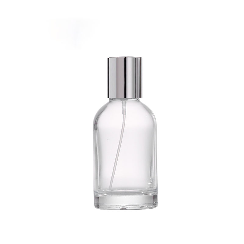 Round Shoulder Glass Perfume Bottle with Silver Cap PB-GL-033