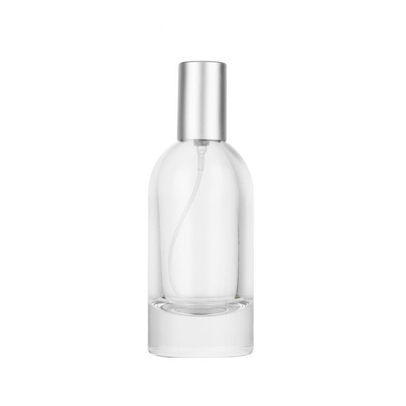 Tall Round Glass Perfume Bottle with Silver Cap PB-GL-035