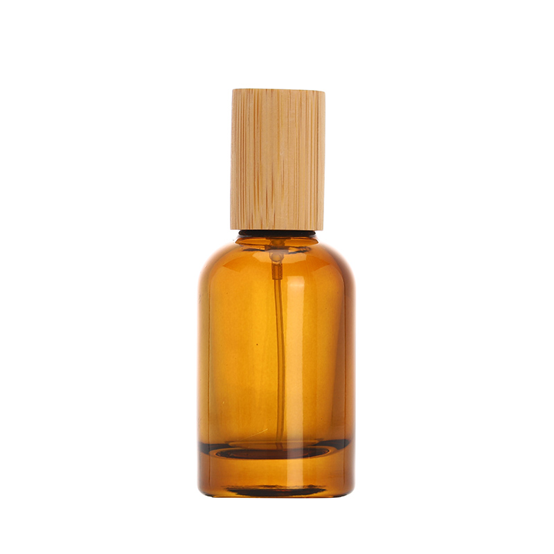 Amber Glass Perfume Bottle with Wood Cap PB-GL-036