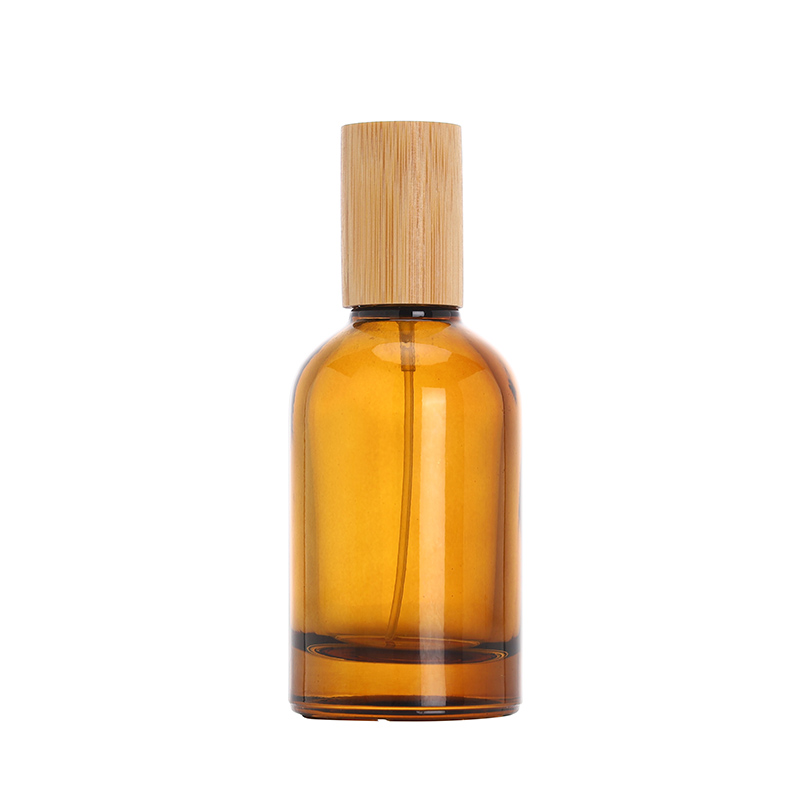 Amber Glass Perfume Bottle with Wood Cap PB-GL-037