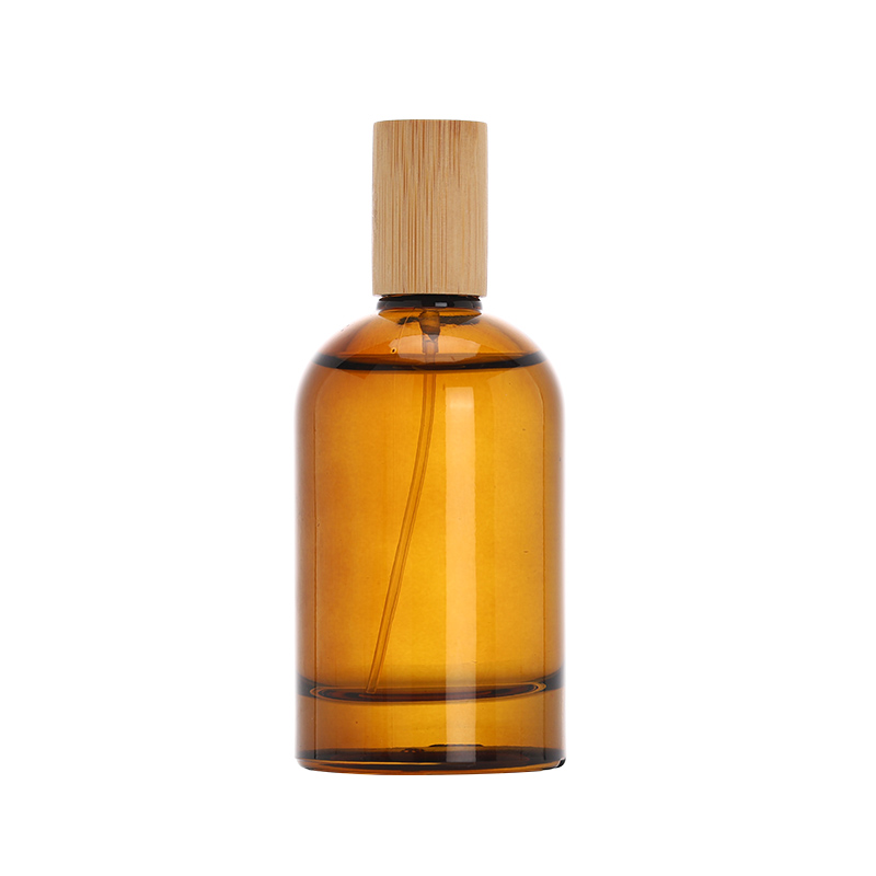 Amber Glass Perfume Bottle with Wood Cap PB-GL-038
