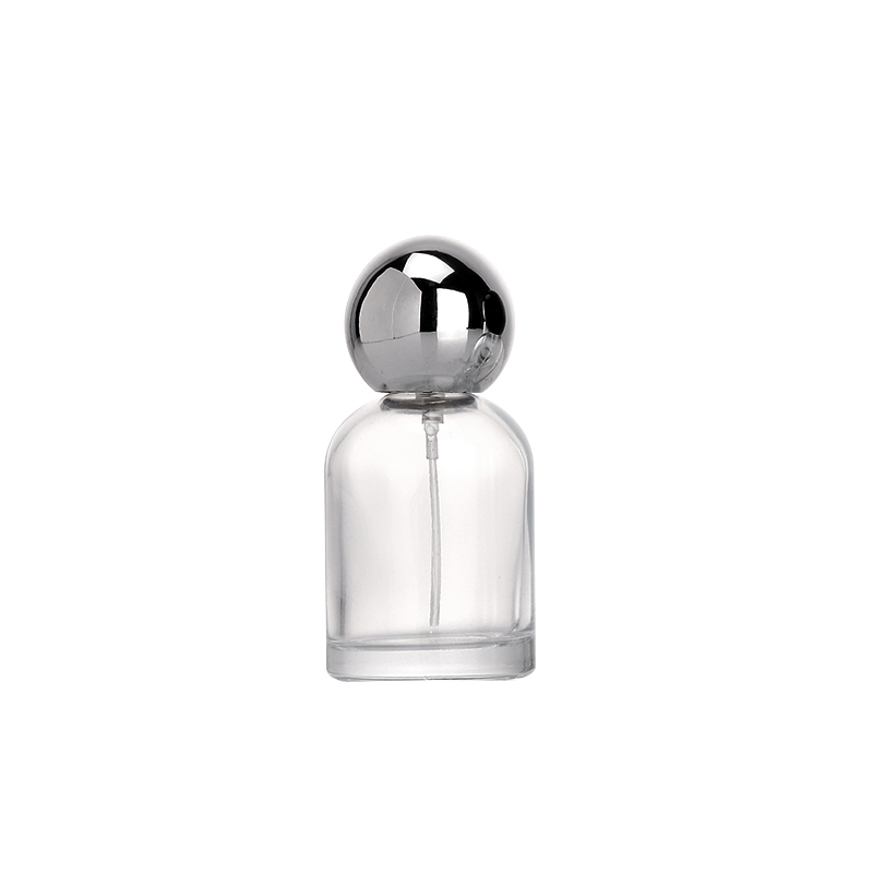 Round Glass Perfume Bottle with Silver Ball Cap PB-GL-040