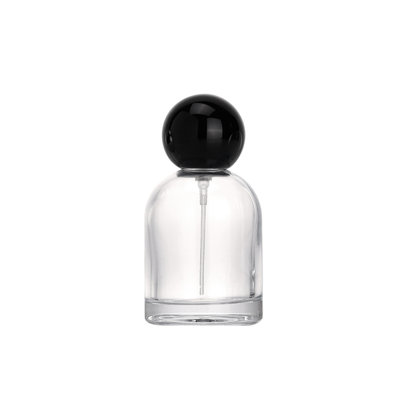 Round Glass Perfume Bottle with Black Ball Cap PB-GL-041