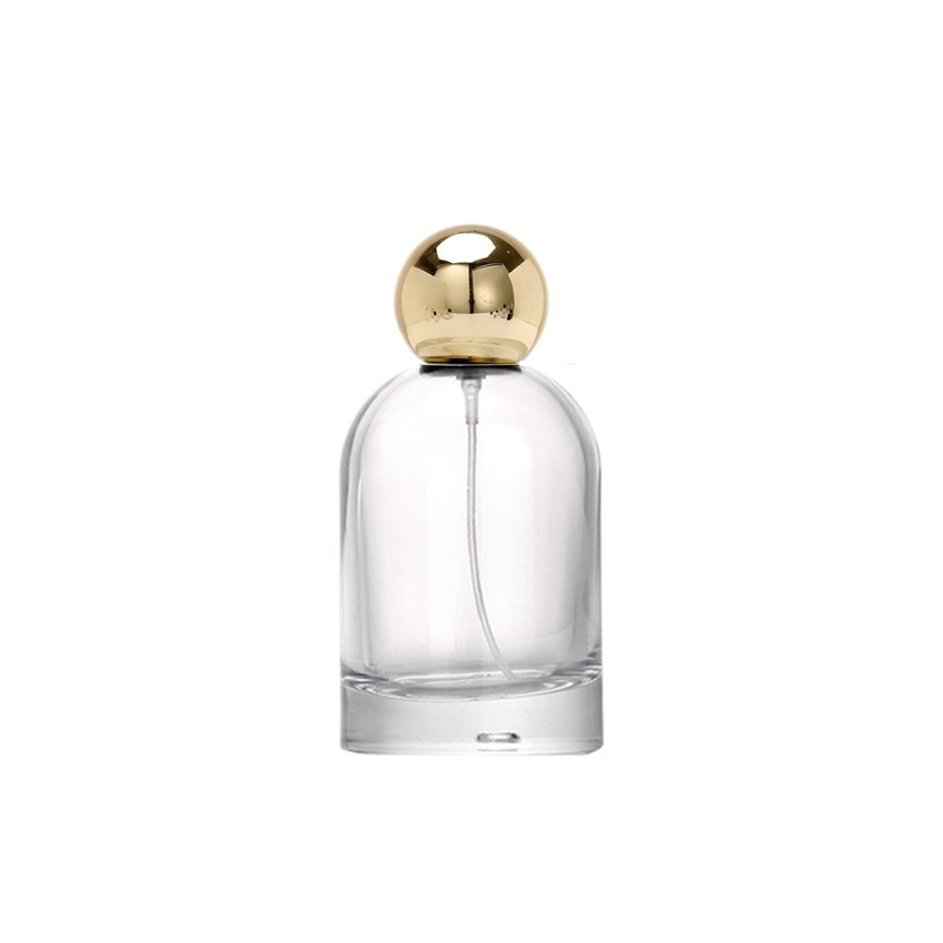 Round Glass Perfume Bottle with Gold Ball Cap PB-GL-042