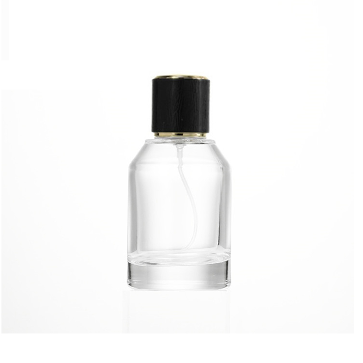 Round Shoulder Glass Perfume Bottle with Black Cap PB-GL-045