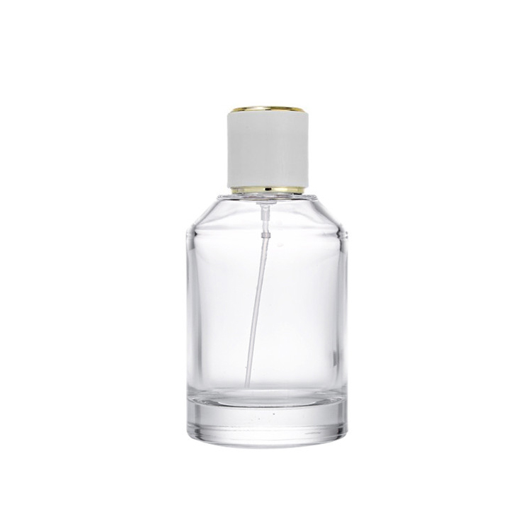 Round Shoulder Glass Perfume Bottle with White Cap PB-GL-046