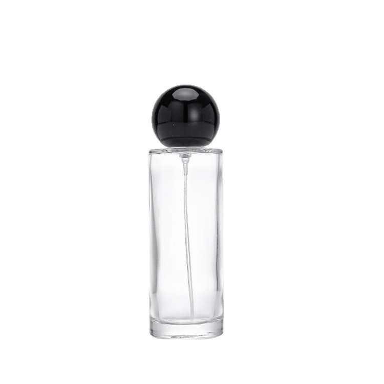 Slim Round Glass Perfume Bottle with Black Ball Cap PB-GL-057