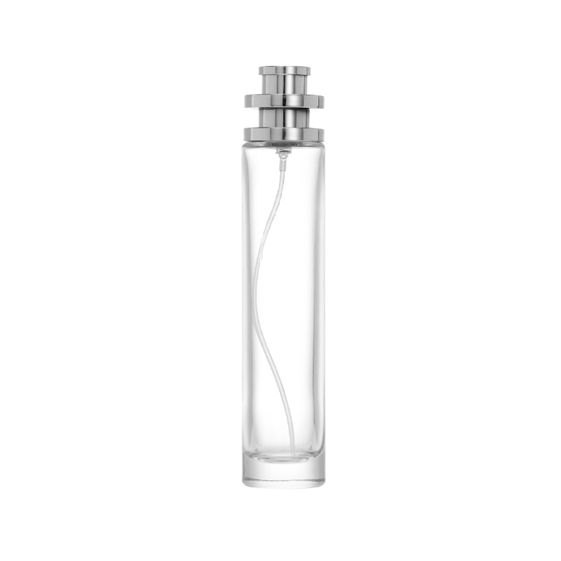 Slender Glass Perfume Bottle with Silver Tone Closure PB-GL-058