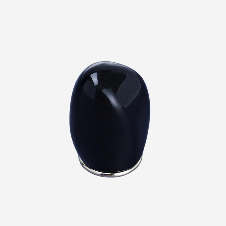 Wholesale Black Oval Perfume Cap with Silver Tone Rim