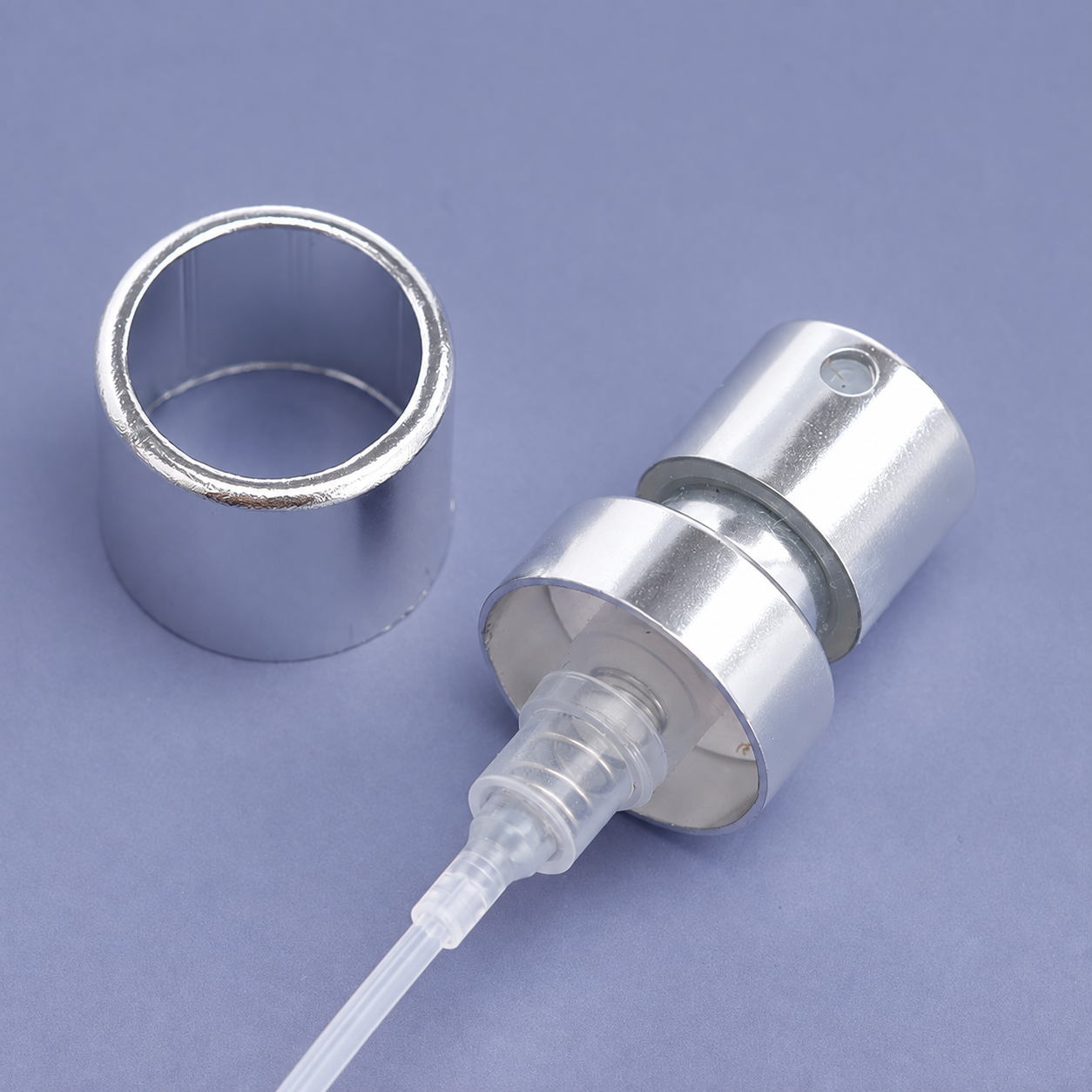 Wholesale 15mm Silver Aluminum-Finish Perfume Spray Pump with Collar